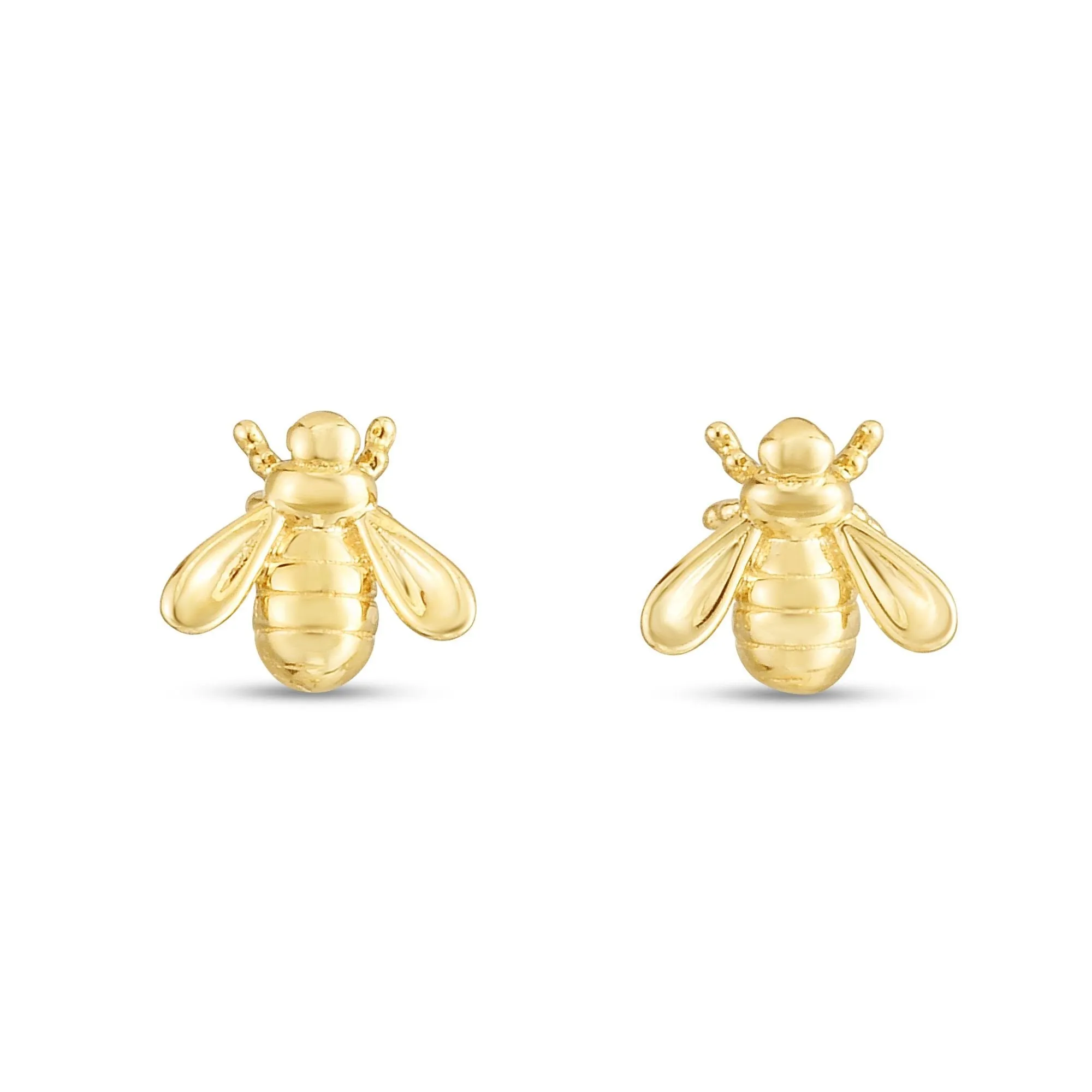 14K Yellow Gold Minimalist Bumblebee Trendy Stud Earring