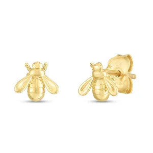 14K Yellow Gold Minimalist Bumblebee Trendy Stud Earring
