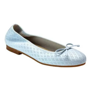 1627 - Light Blue Girls Bow Shoe Perforated Flats