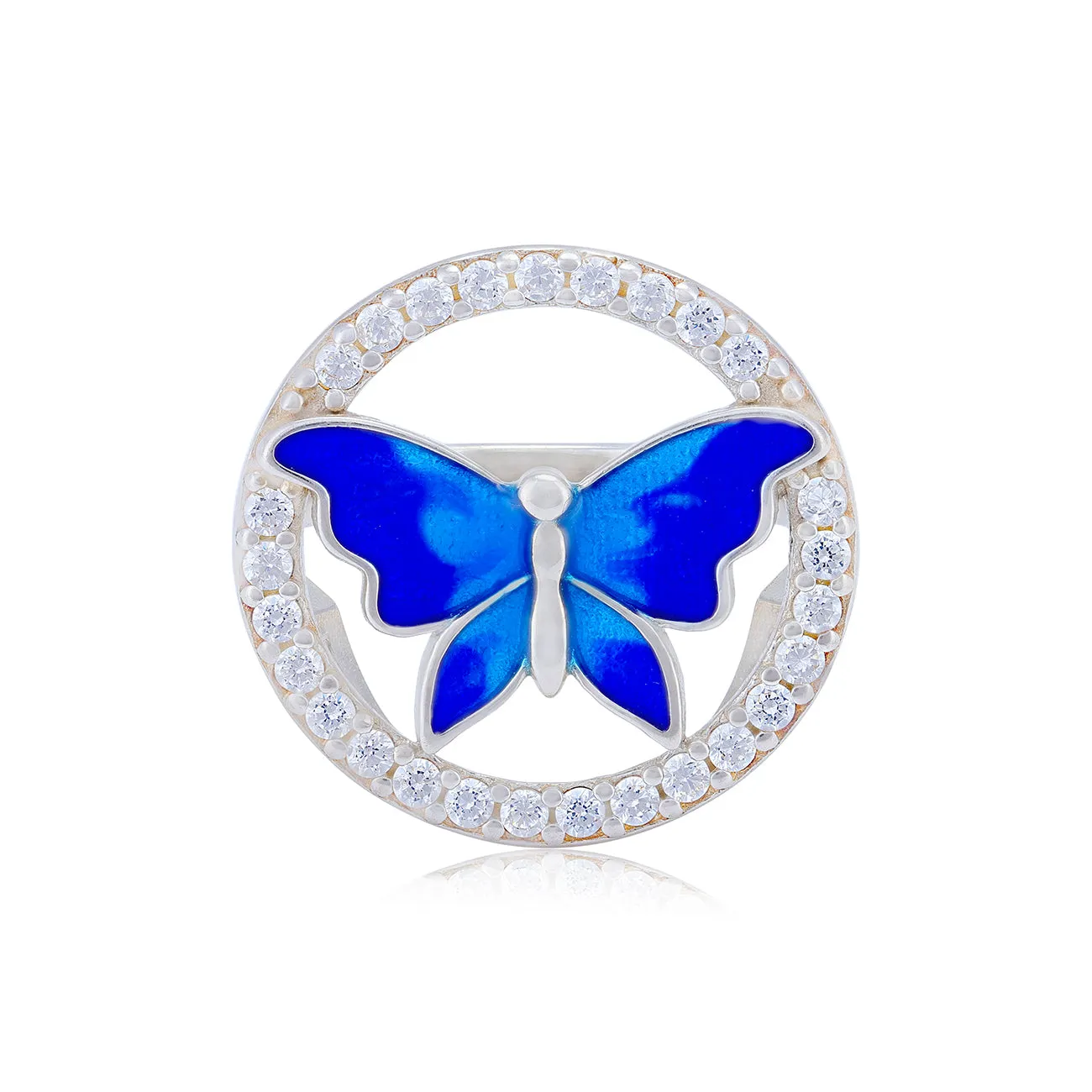 925 Sterling Silver Radiant Wings Circle Dance Butterfly Ring