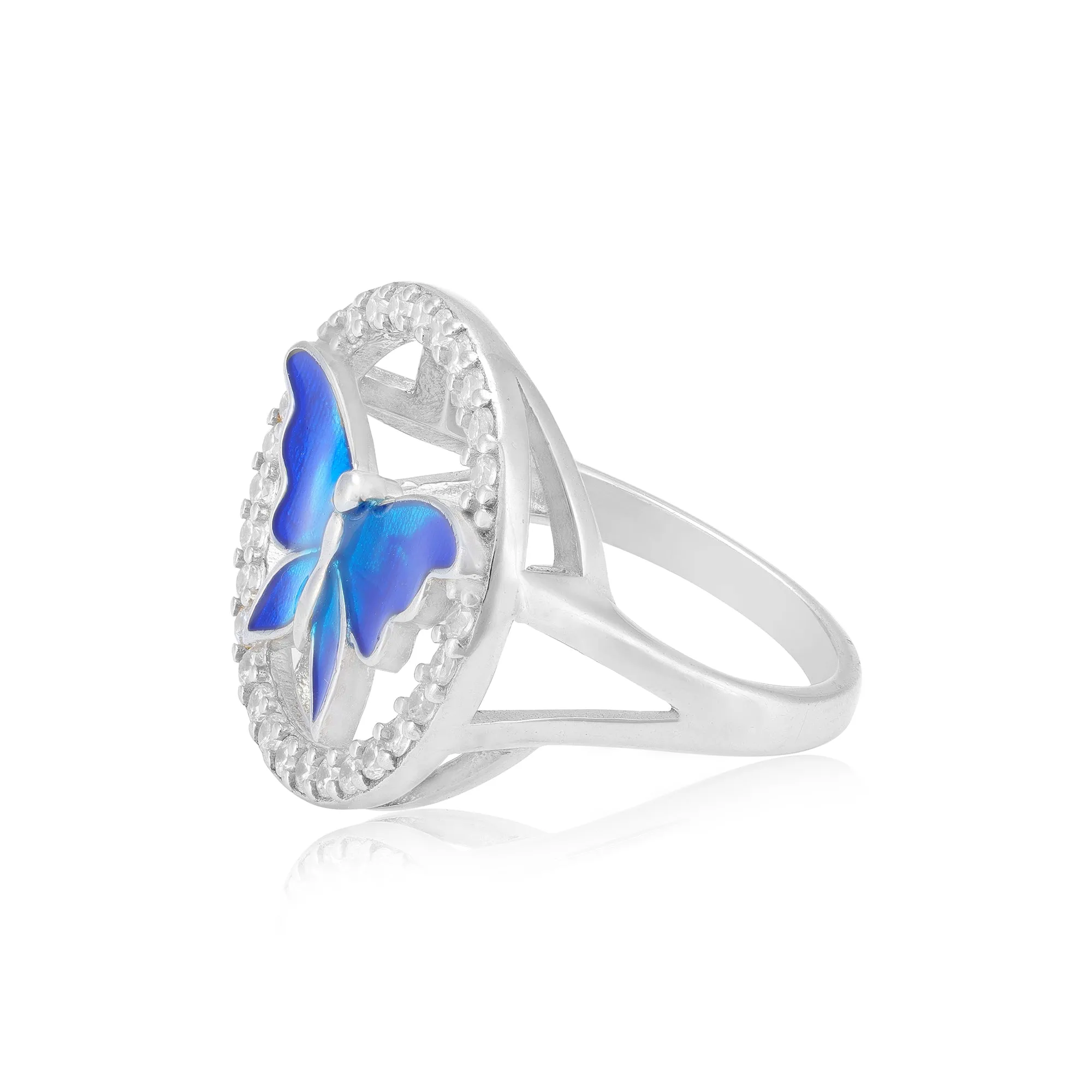 925 Sterling Silver Radiant Wings Circle Dance Butterfly Ring