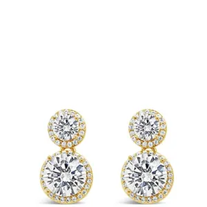 Absolute Gold Double Halo Drop Earrings