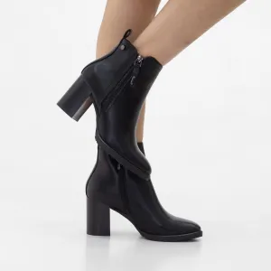 Aviza 7.5cm heel zipper detailed ankle boot black