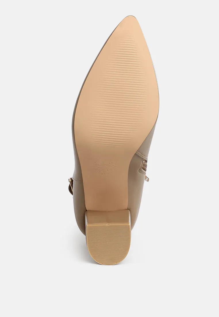 Belt Detail Block Heel Boots By RAG
