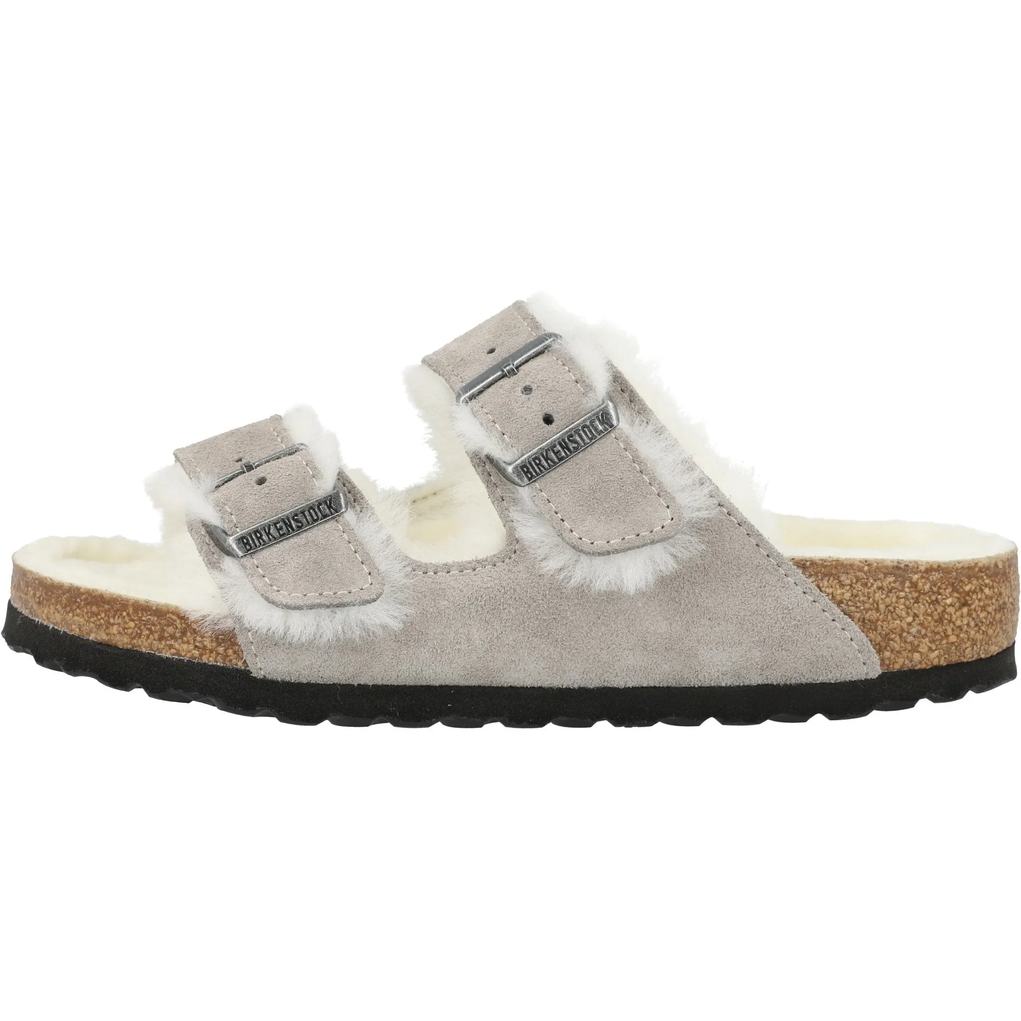 Birkenstock Arizona Shearling Stone Suede Sandals