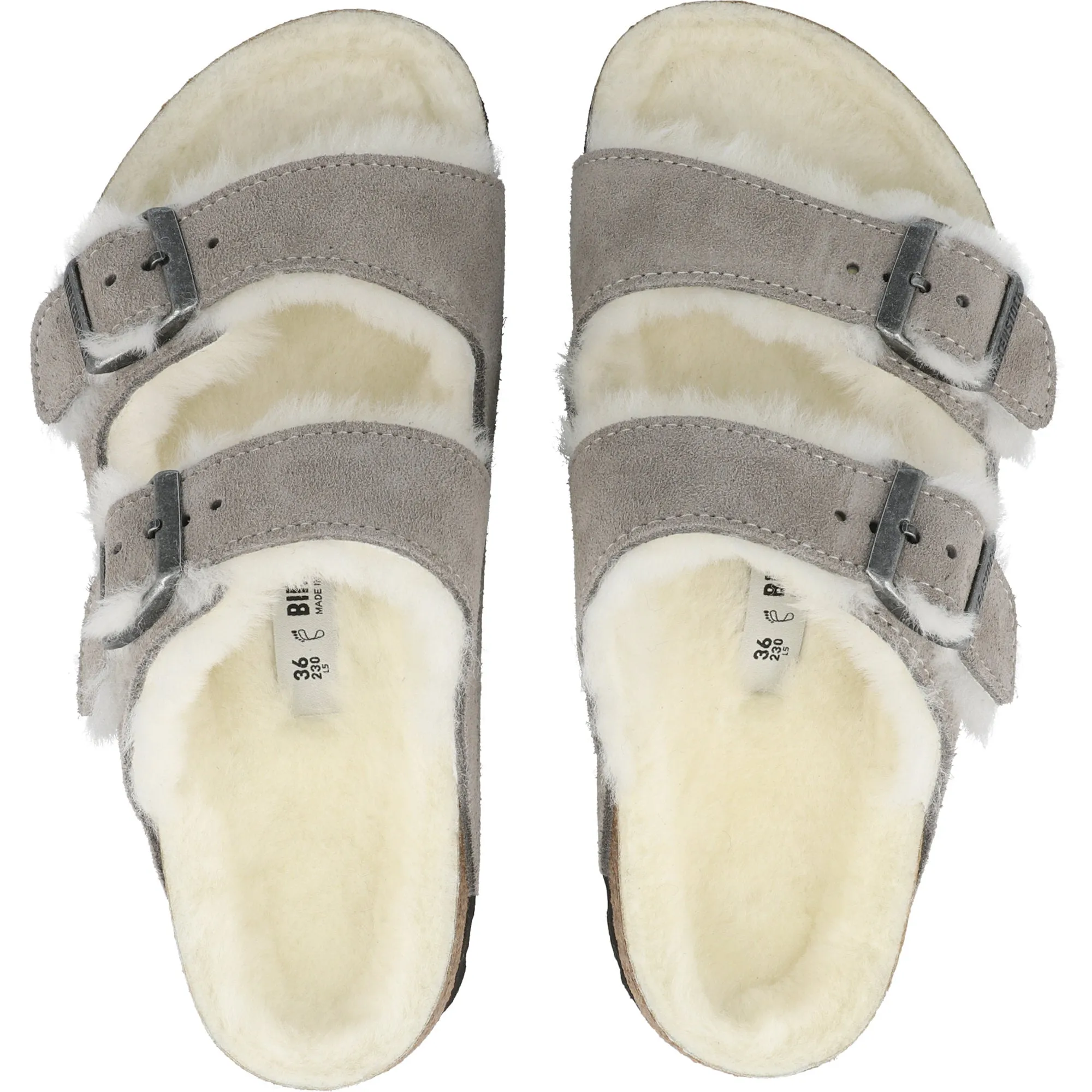 Birkenstock Arizona Shearling Stone Suede Sandals