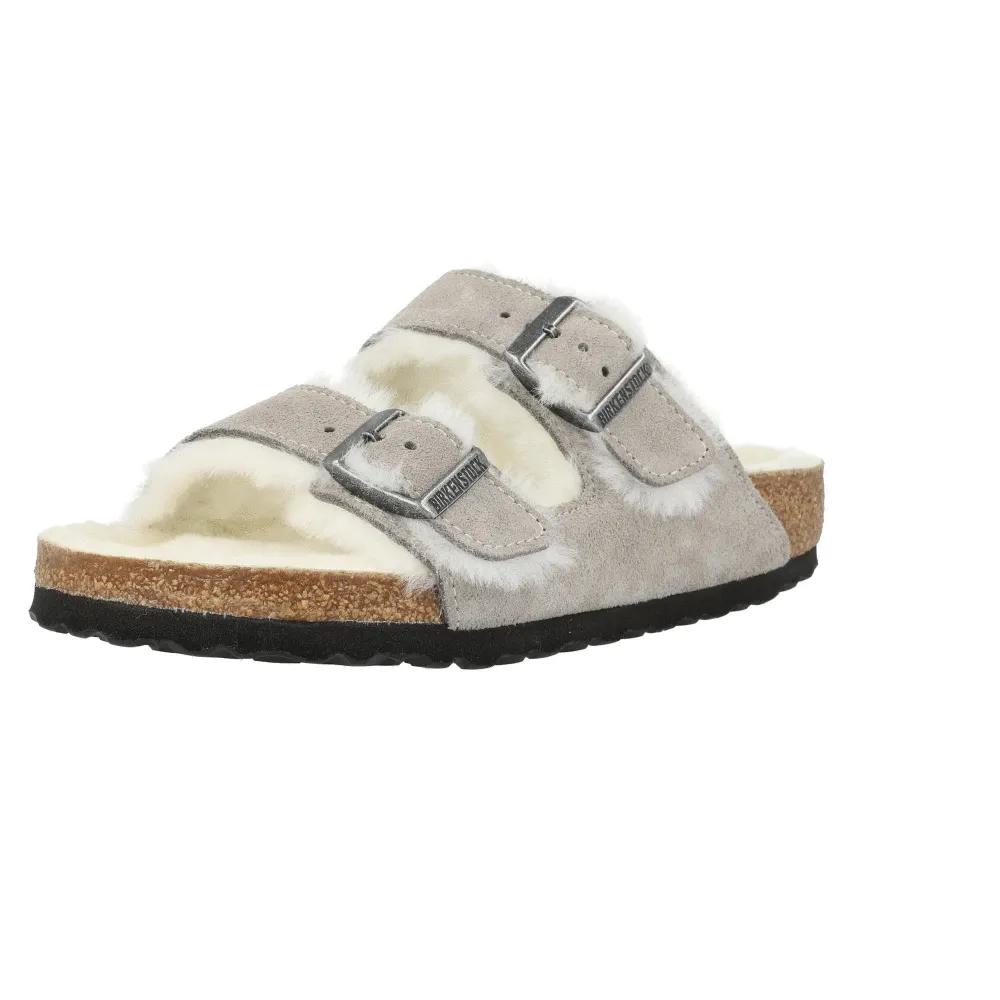 Birkenstock Arizona Shearling Stone Suede Sandals