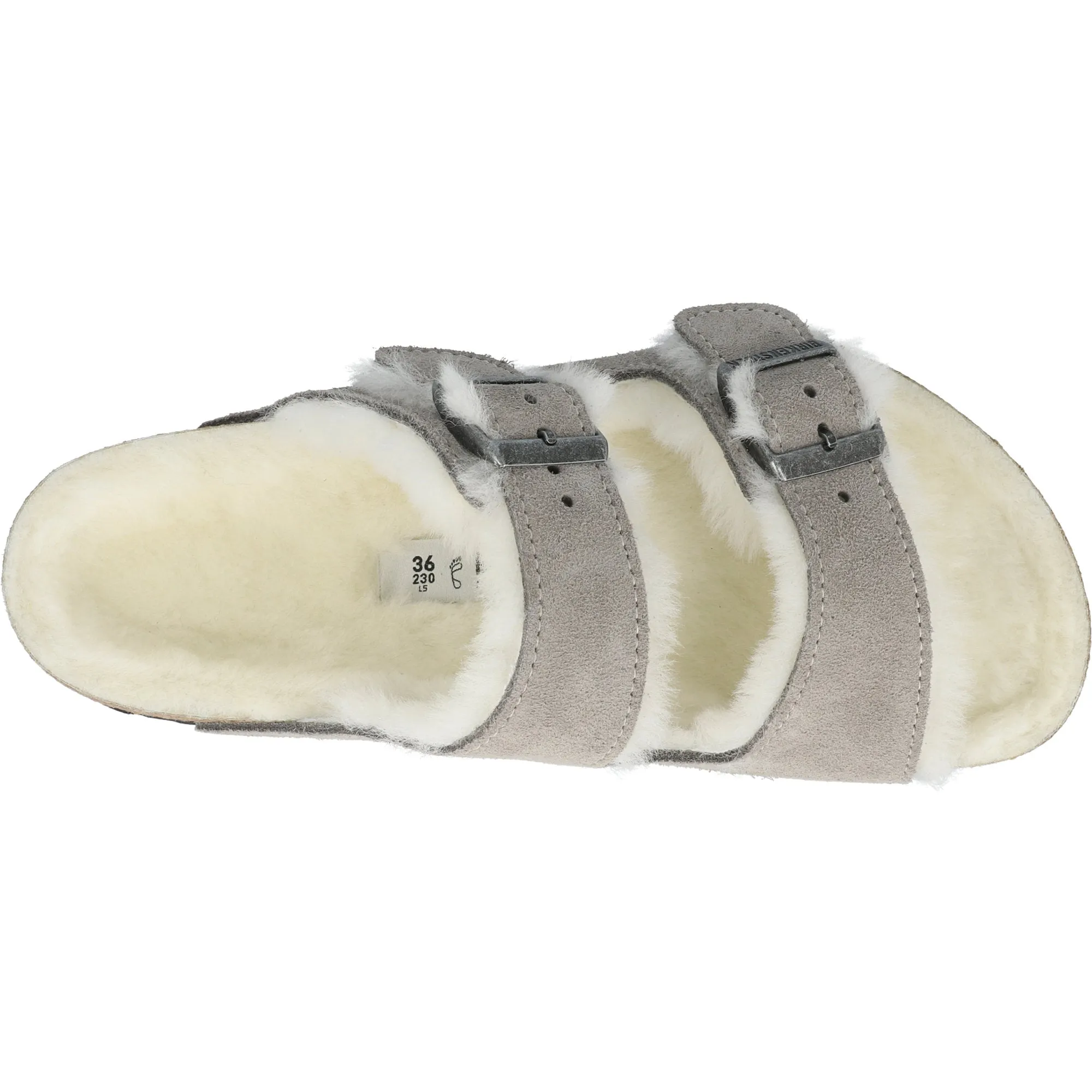 Birkenstock Arizona Shearling Stone Suede Sandals