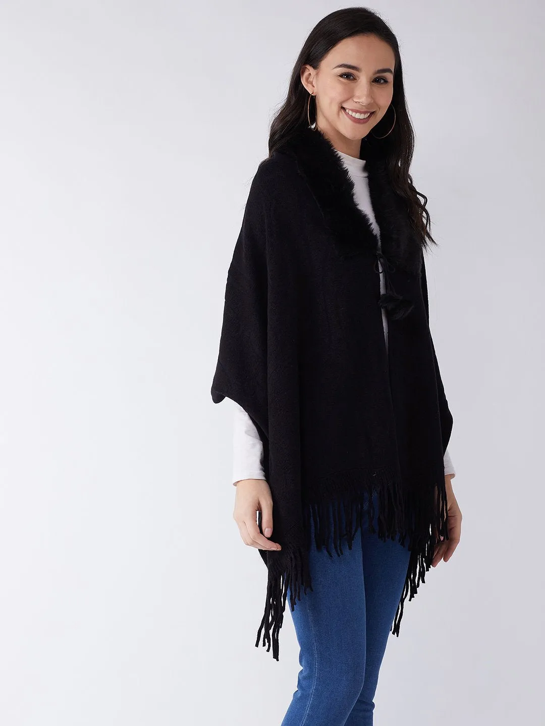 Black Faux Fur Cape