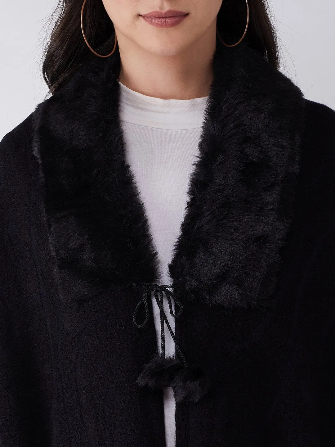 Black Faux Fur Cape