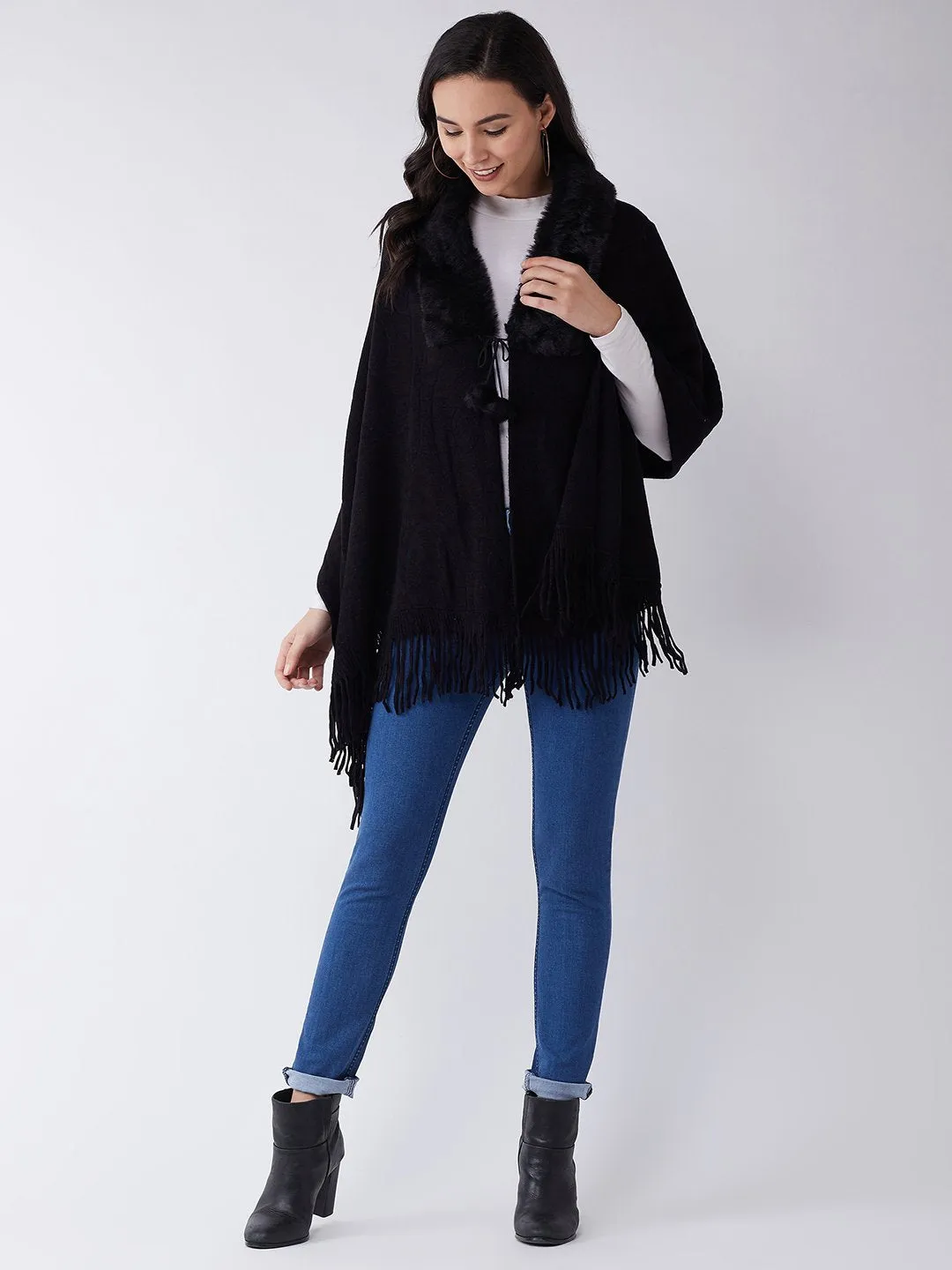 Black Faux Fur Cape