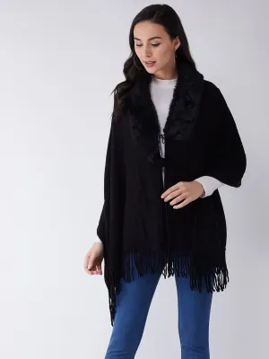 Black Faux Fur Cape
