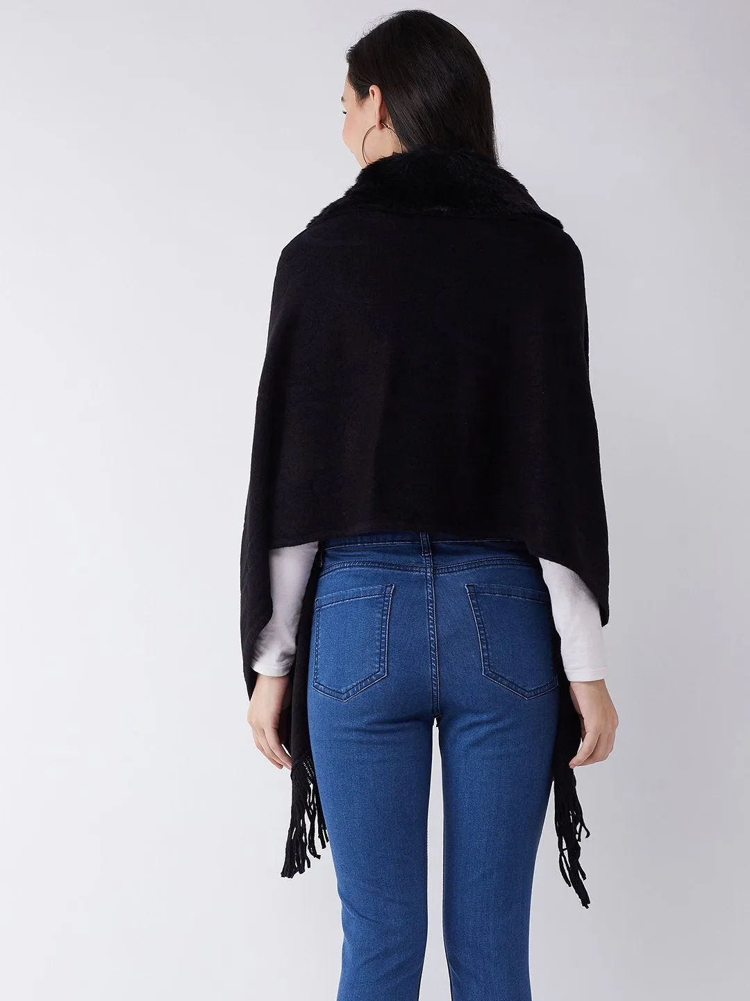 Black Faux Fur Cape