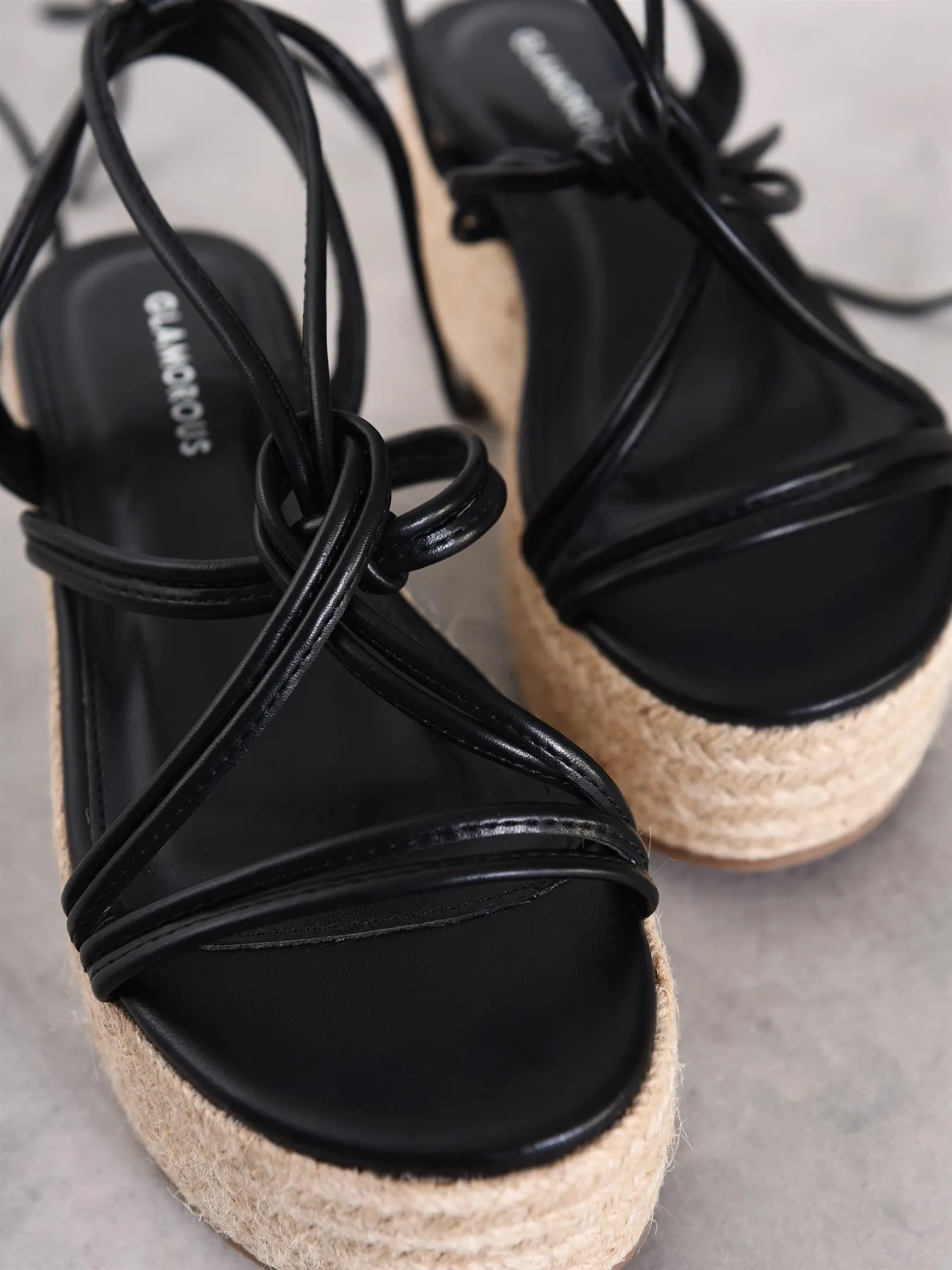 Black Lace Up Sandals