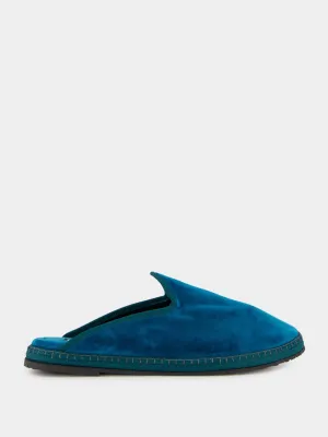 Blue Velvet Dandy Slippers