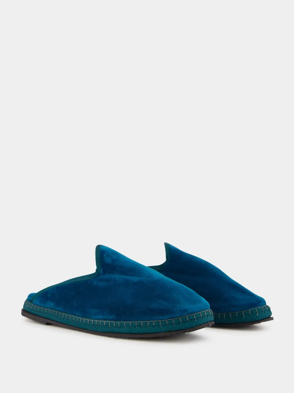 Blue Velvet Dandy Slippers
