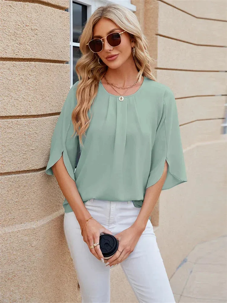 Blusa casual de manga media y estilo fresco