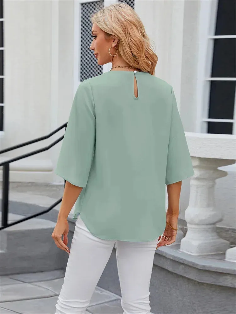 Blusa casual de manga media y estilo fresco