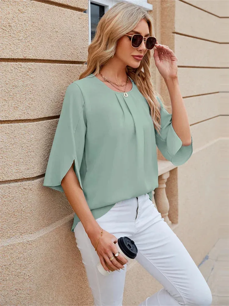 Blusa casual de manga media y estilo fresco