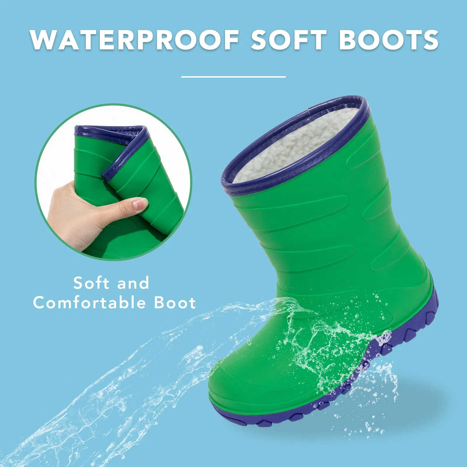 Bright Green Toddler Winter Rain Boots