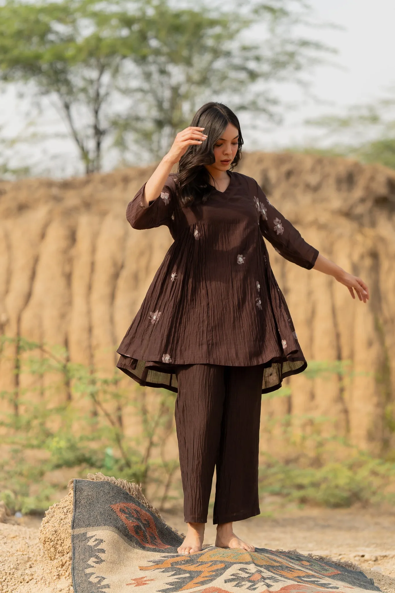 Brown Floral Nara Set