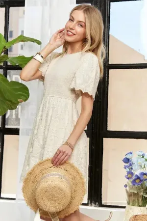 Chic Round Neck Crinkle Babydoll Dress – Feminine, Relaxed & Playful Style