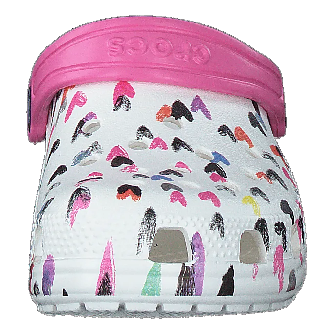 Classic Heart Print Clog K White