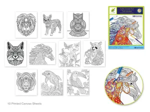 Color Factory: 9.8"x11.8" Canvas Pad w/Design Outlines 10Sheet Asst  Animal Kingdom
