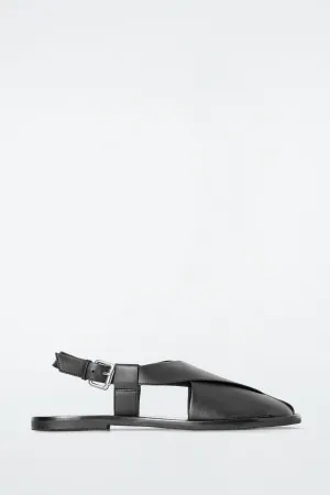 Crossover leather slingback sandals