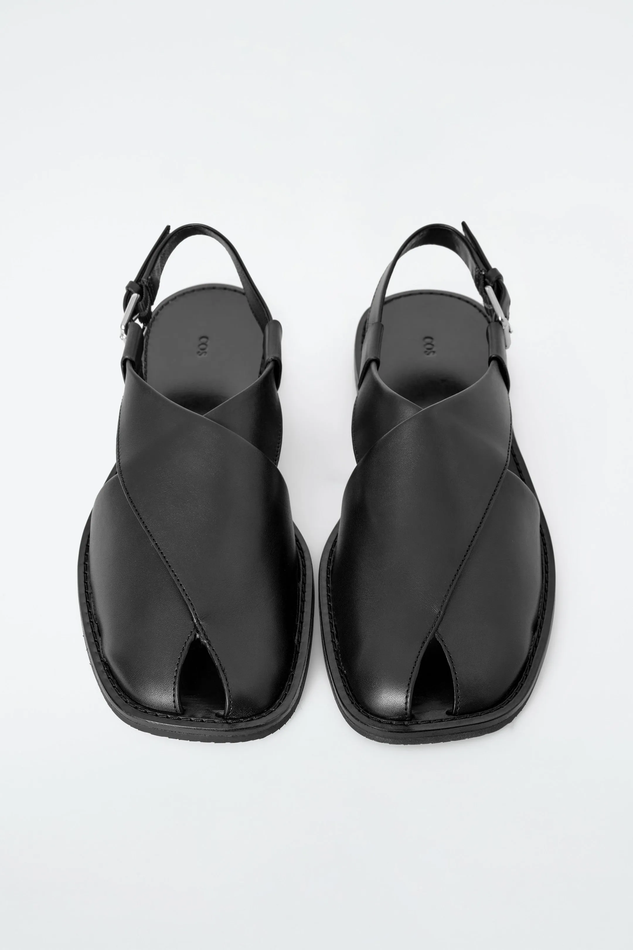 Crossover leather slingback sandals