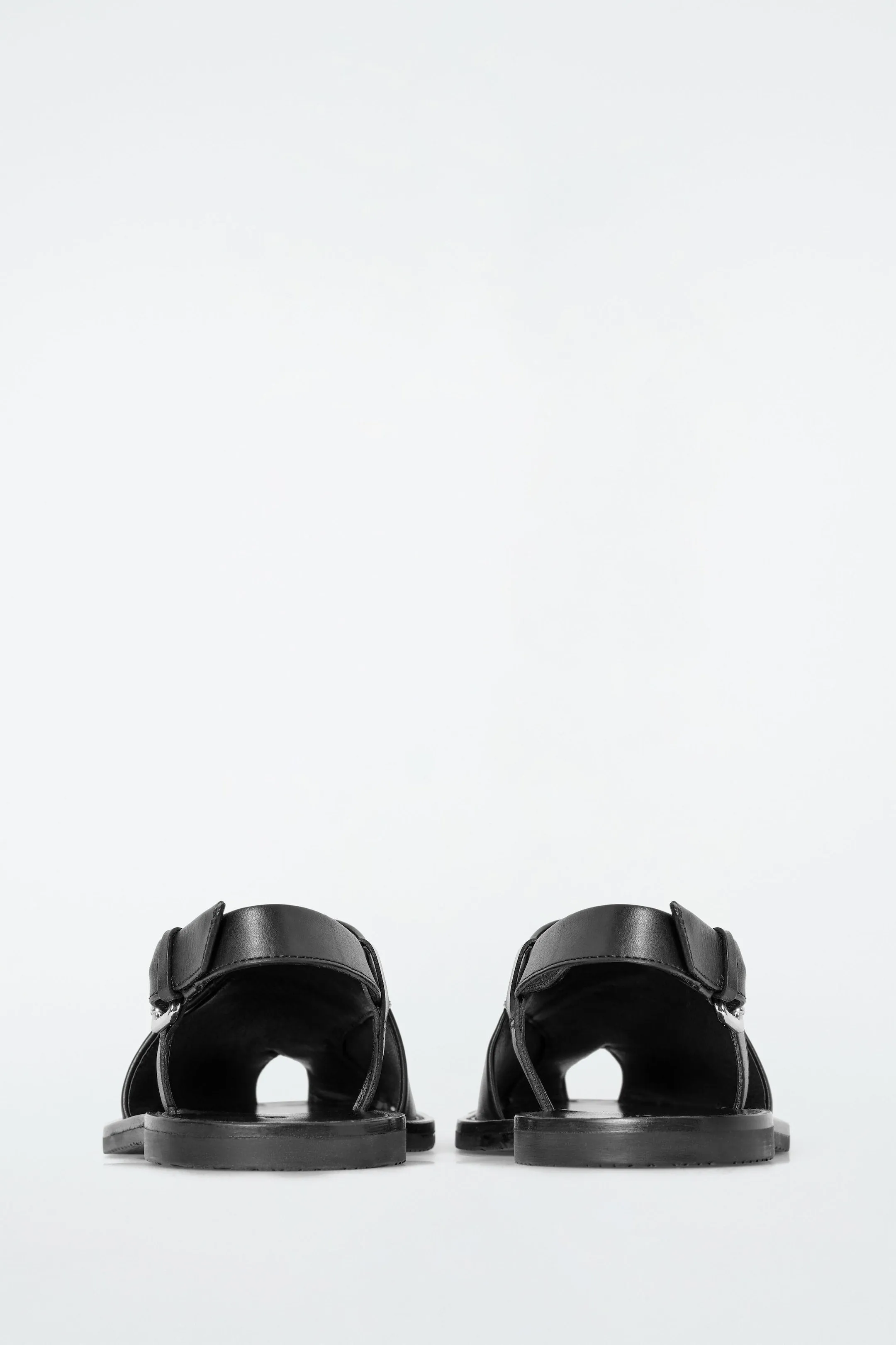 Crossover leather slingback sandals