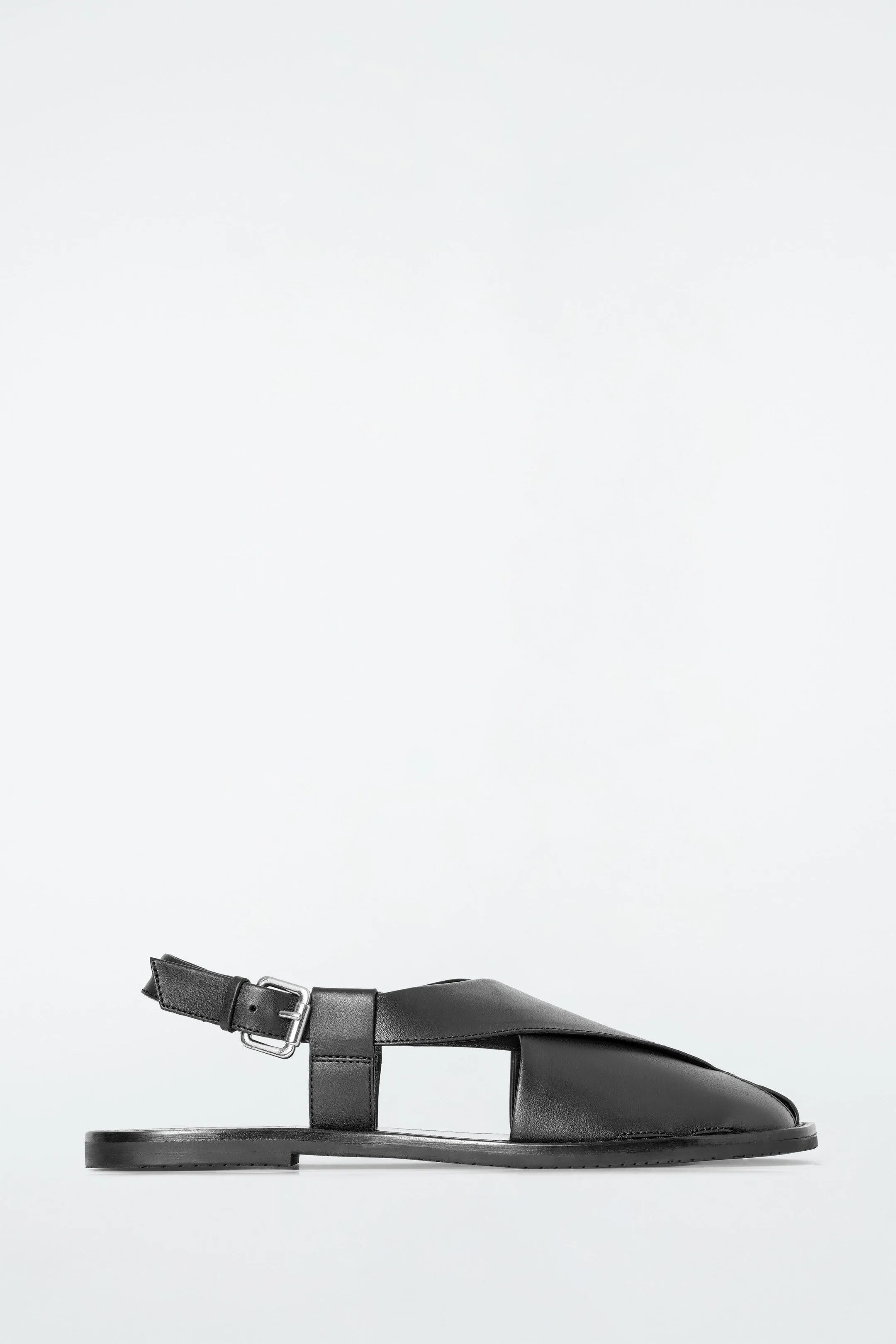 Crossover leather slingback sandals
