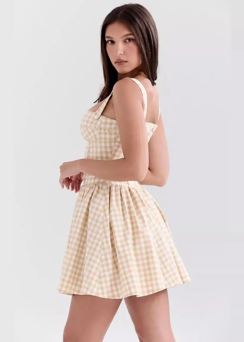 Daisyfield Charm - Sleeveless Gingham Mini Dress