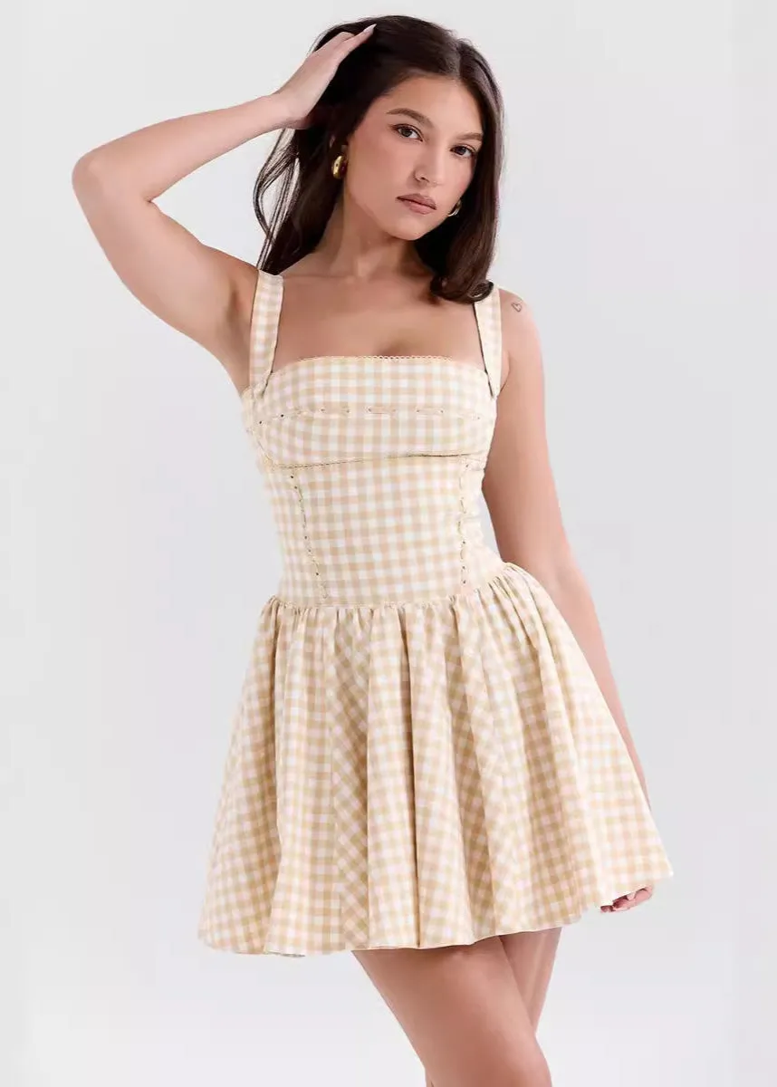 Daisyfield Charm - Sleeveless Gingham Mini Dress