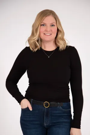 Double Layered Ribbed Long-Sleeved Shirt | Black