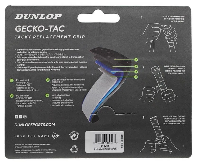 Dunlop Gecko-Tac Replacement Badminton Grip - White