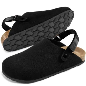 Ecetana Women's Mules & Clogs Suede Closed Toe Sandals Slip On Flats Sandals with Hook Loop