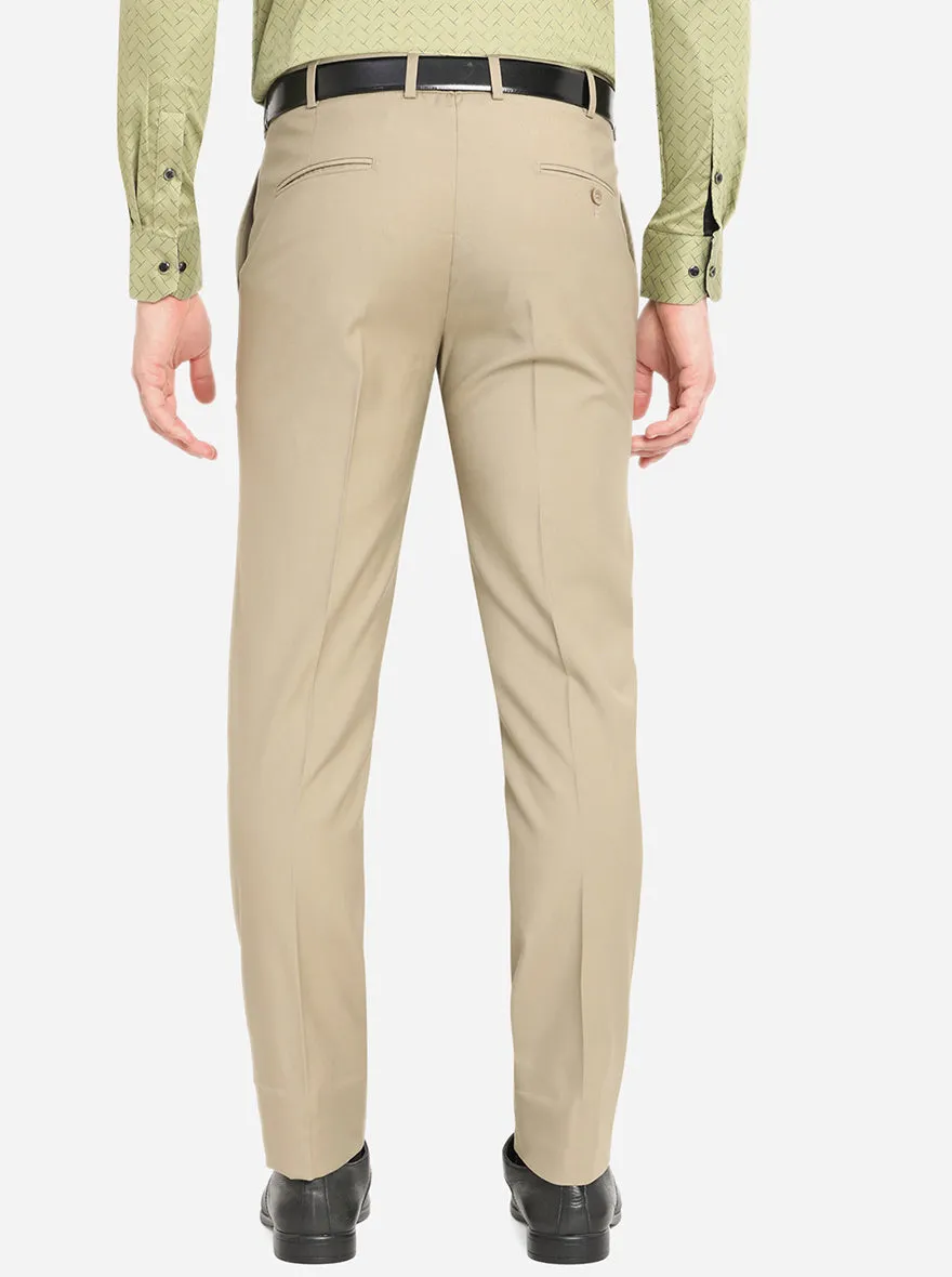 Fawn Solid Slim Fit Formal Trouser | Greenfibre