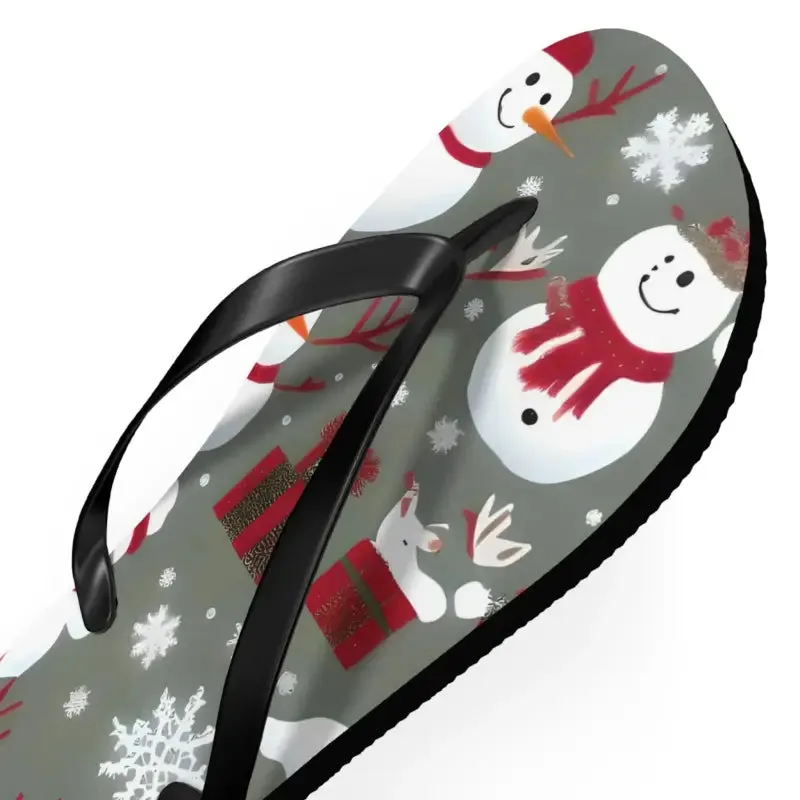 Festive Unisex Christmas Snowman Flip Flops