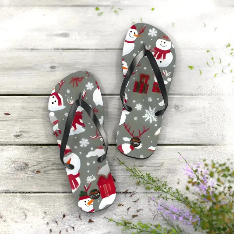 Festive Unisex Christmas Snowman Flip Flops