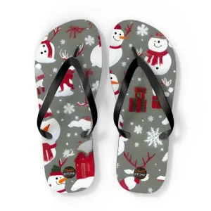 Festive Unisex Christmas Snowman Flip Flops