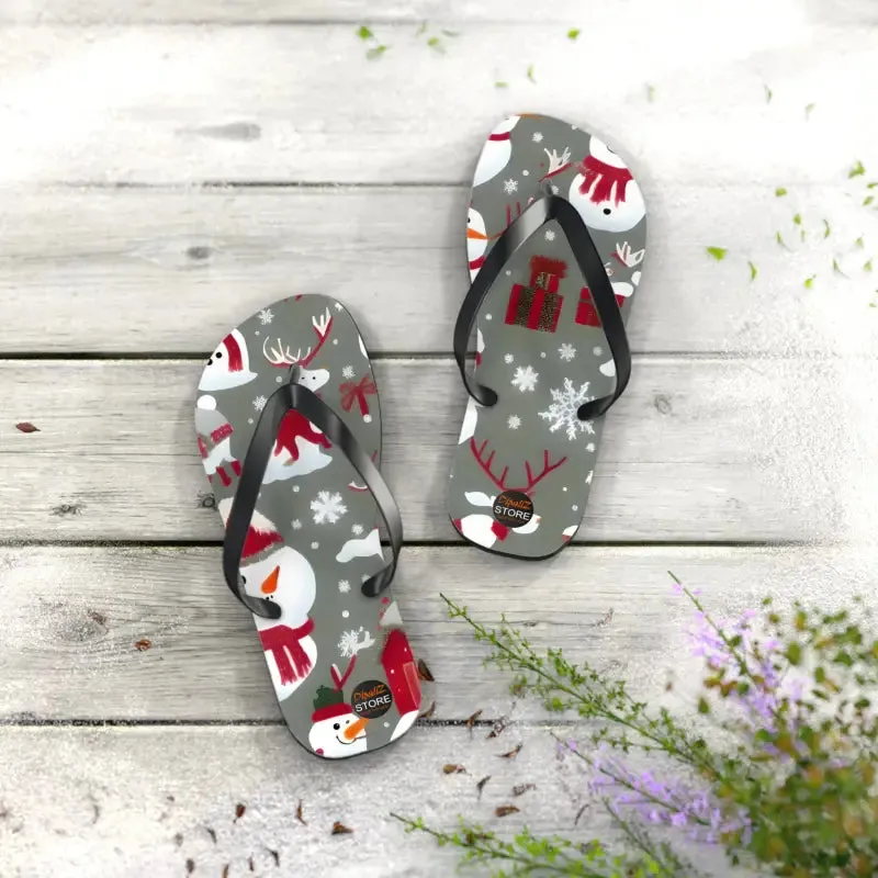 Festive Unisex Christmas Snowman Flip Flops