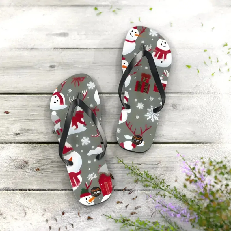 Festive Unisex Christmas Snowman Flip Flops
