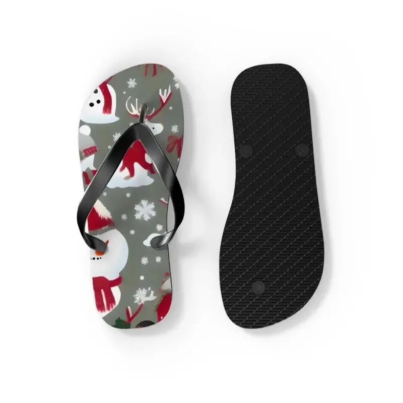 Festive Unisex Christmas Snowman Flip Flops