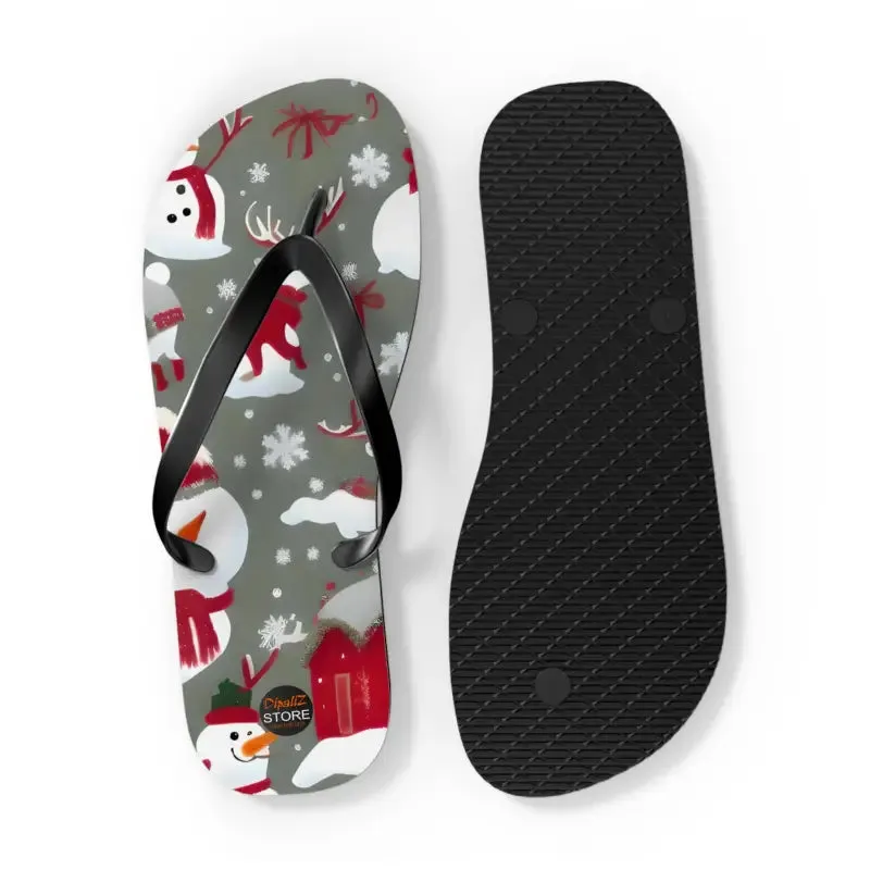 Festive Unisex Christmas Snowman Flip Flops
