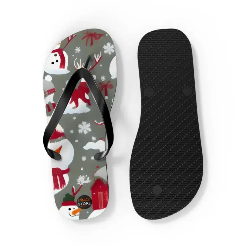 Festive Unisex Christmas Snowman Flip Flops