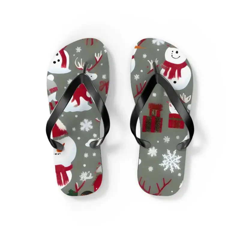Festive Unisex Christmas Snowman Flip Flops