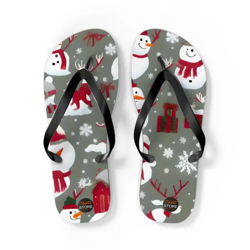 Festive Unisex Christmas Snowman Flip Flops