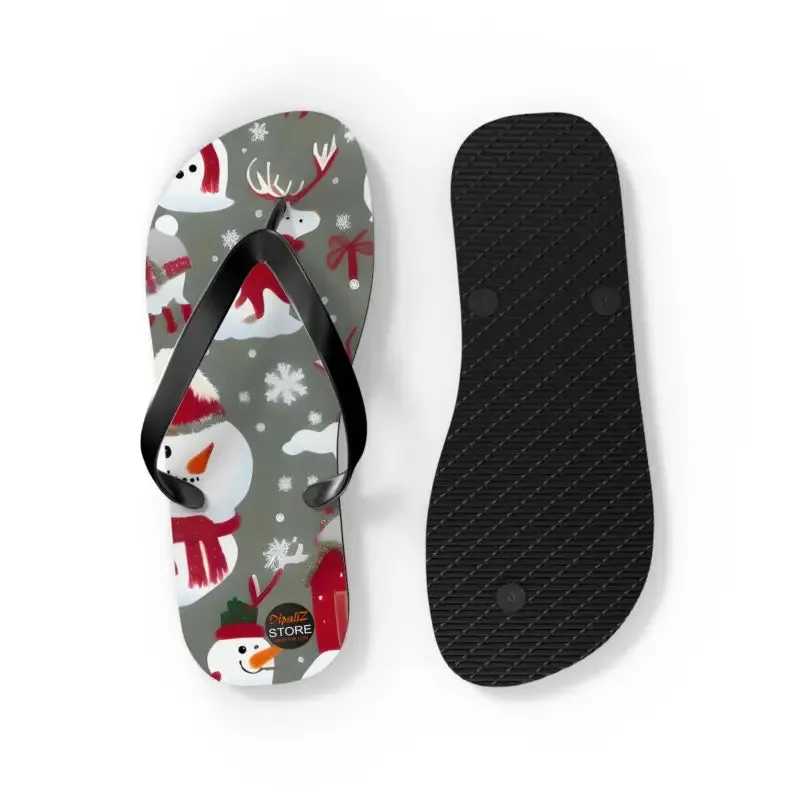 Festive Unisex Christmas Snowman Flip Flops