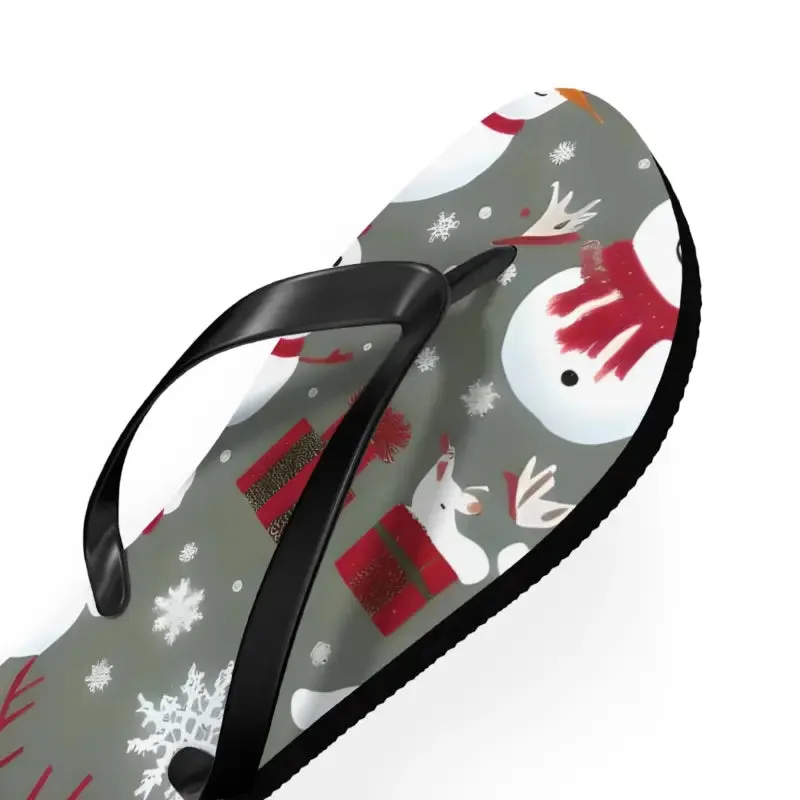 Festive Unisex Christmas Snowman Flip Flops